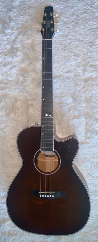 Seagull Artist Mosaic CH CW GT EQ Bourbon Burst Electric acoustic cutaway guitar made in Canada skb Hardshell case image 1