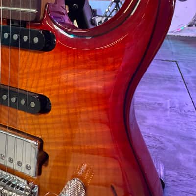 Ernie Ball Music Man Steve Lukather Signature Luke III Maple Top HSS 2016 - 2022 - Cherry Burst Flame image 7