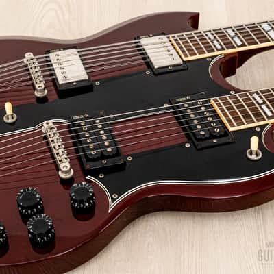 1990s Burny RSG-140 Vintage Double Neck SG, 6 & 12 String Guitar Cherry w/ Case & Tags, Japan image 6