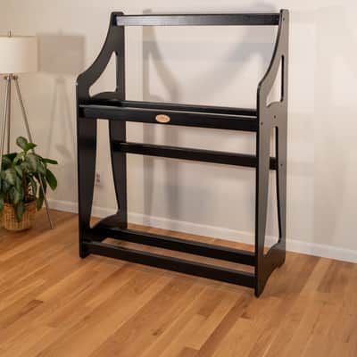 "Case Place" double level storage rack for acoustic, electric, bass, and other instrument cases BLACK image 2