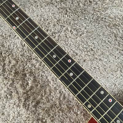 Red Burst Acoustic Guitar, Plywood Top Body, Mahogany Neck image 3