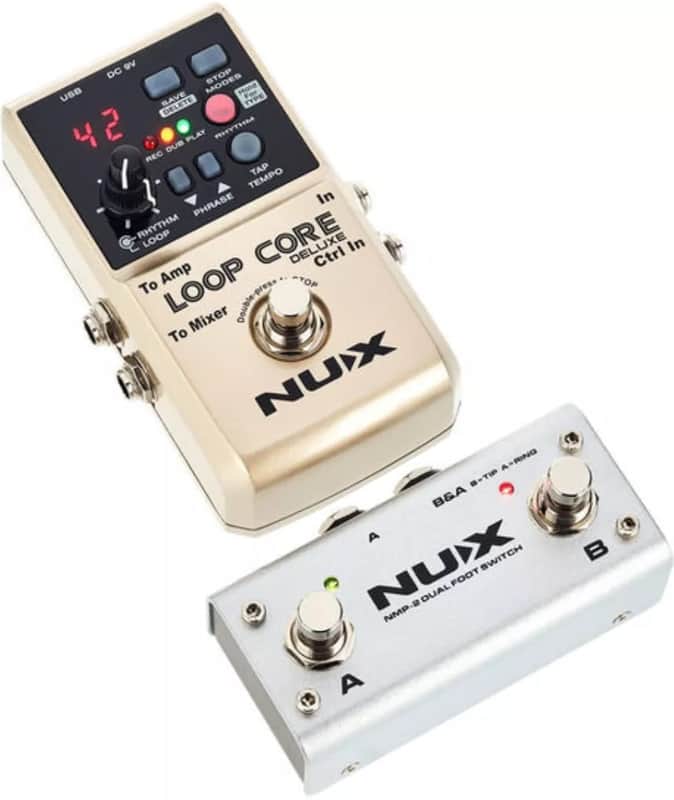 NuX Loop Core Deluxe Bundle - 24-Bit Looper Pedal w/ NMP-2 Dual Footswitch 2019 silver image 1