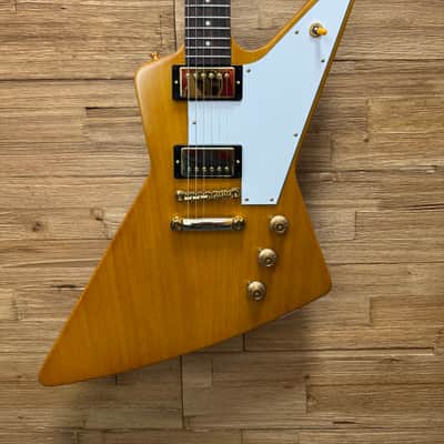Epiphone 1958 Korina Explorer Guitar-"Inspired by Gibson Custom" Aged Natural -White Pickguard- w/Hard case. New! image 6