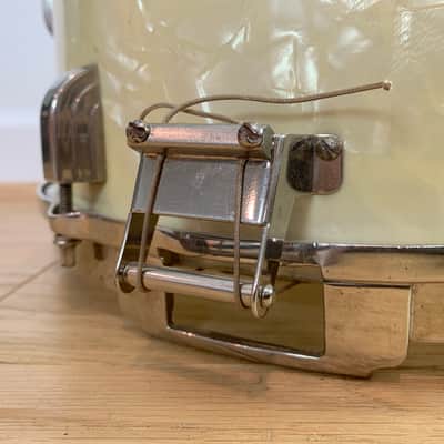 Leedy Broadway Standard Snare Drum 1940s White Marine Pearl Super Clean image 10