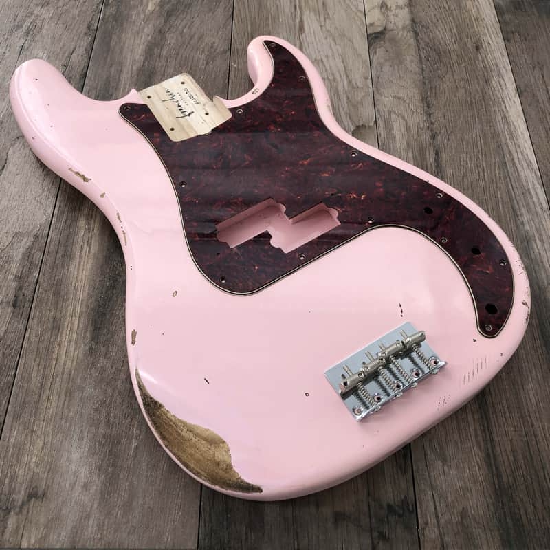 FRANCHIN Jupiter bass body Relic Aged Faded Shell Pink 100% Nitro Lacquer Poplar Precision-Style Made in Italy - Stock piece #23250826 image 1