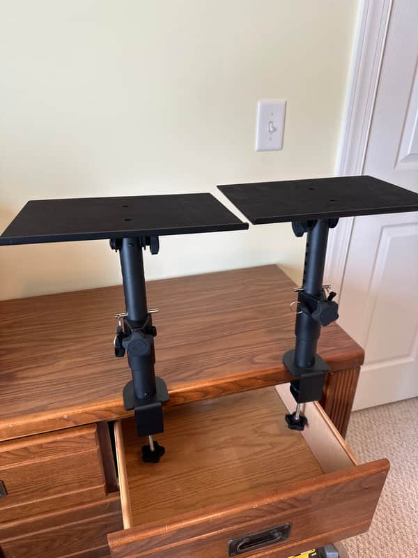 Gator GFW-SPKSTMNDSKCMP Clamp-On Studio Monitor Stands (Pair) 2020s - Black image 1