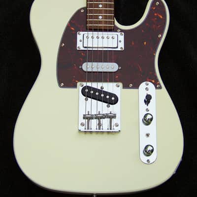 Brent Mason Style 2025 Mahogany White Nashville T-Style Guitar-7-Way+Mini-Humbucker+ Frets Leveled + Roasted Maple/Rosewood 12" Radius Neck+ Vintage Tortoise Guard +406C Grover Locking Tuners and Full Setup Included! image 2