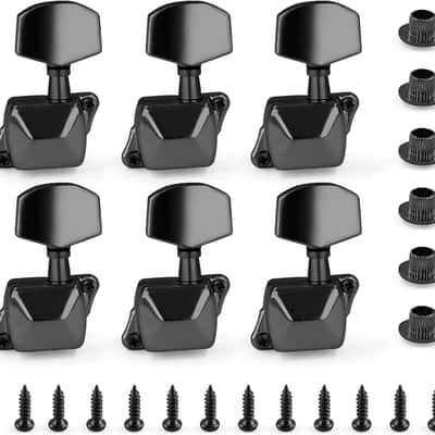 Black Semi-closed Guitar Tuners Pegs, 3L+3R String Tuning Pegs Keys Machine Heads Set Guitar Replacement Parts for Acoustic or Electric Guitar image 1