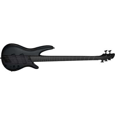 Ibanez SRMS625EX Iron Label 5-String Multi-Scale Bass w/ Bartolini Pickups - Black Flat image 4