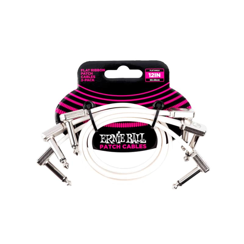 Ernie Ball Flat Ribbon 1/4" TS Patch Cable - 12" (3-Pack) image 1