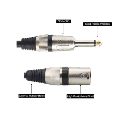 Unbalanced 6.35mm(1/4 inch) TS Mono to XLR Male Cable Gold Plated Quarter inch to Male XLR Microphone Cable Interconnect Cable - 3 Feet/1 Meter image 4