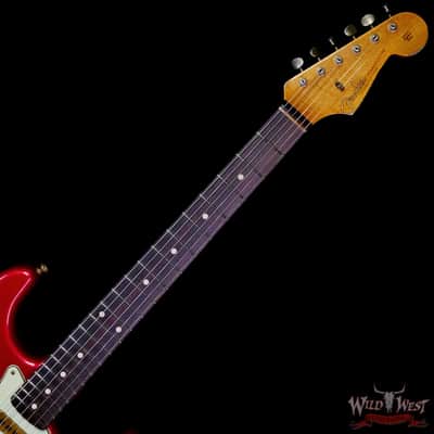 Fender Custom Shop Wild West Pink Lightning 2.0 Stratocaster HSS Rosewood Board 21 Frets Heavy Relic Lipstick Pink Metallic over Olympic White 7.95 LBS image 4