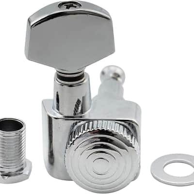 Pro 6-in-line 2-pins Full Metal Guitar Locking Tuners Machine Heads Tuning Pegs Keys Set for Fender American Stratocaster/Telecaster Strat/Tele Style Electric Guitar, Chrome image 2