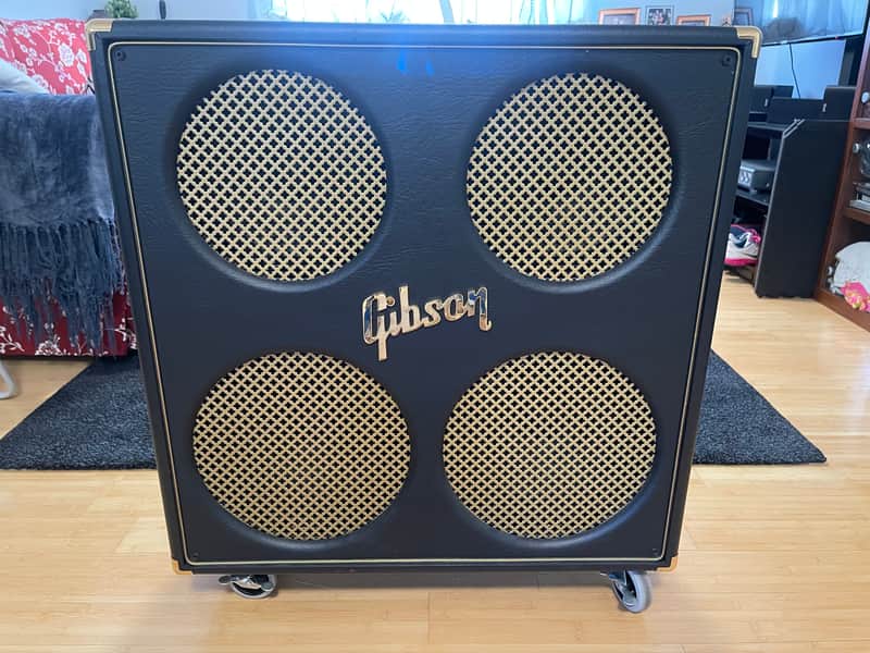 Gibson Super Gold Tone 2x10 2x12 stereo Cab Blue Back and gold image 1
