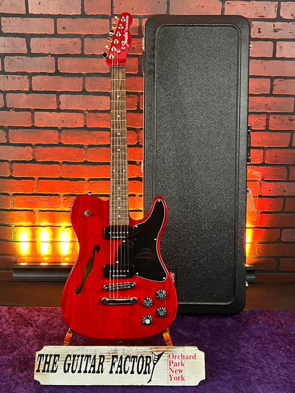 Fender Jim Adkins JA-90 Telecaster Thinline Electric Guitar - Crimson Red Transparent w/ Hard Case