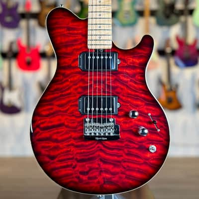 Ernie Ball Music Man Axis 25th Anniversary - Trans Red Burst - Quilt Maple Top image 1