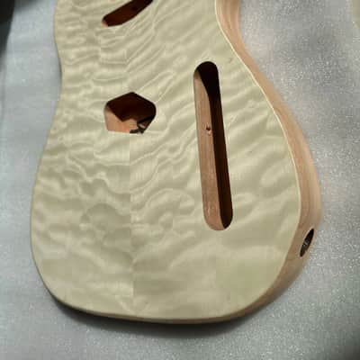 Veneer Quilted Maple Top Guitar Tele Style Mahogany Body image 5
