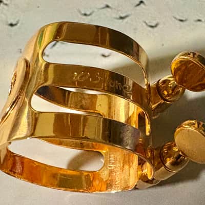 Ishimori Woodstone Standard gold plated ligature for alto sax hard rubber mouthpiece image 4