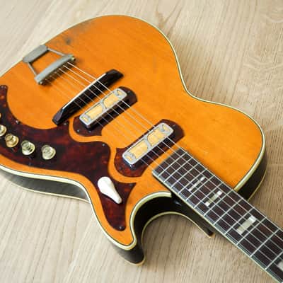 1959 Harmony Stratotone Jupiter H49 Vintage Electric Guitar, DeArmond Gold Foils w/ Tweed Case image 11
