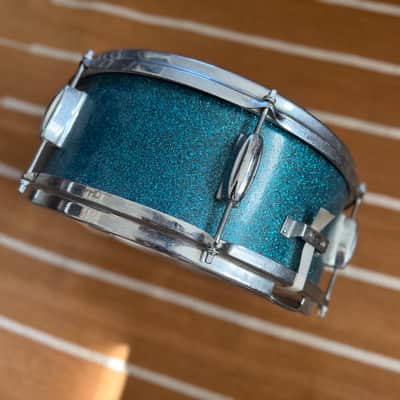 Immagine 1960's Japanese 14x5.5 Turquoise Sparkle Snare Drum - 3