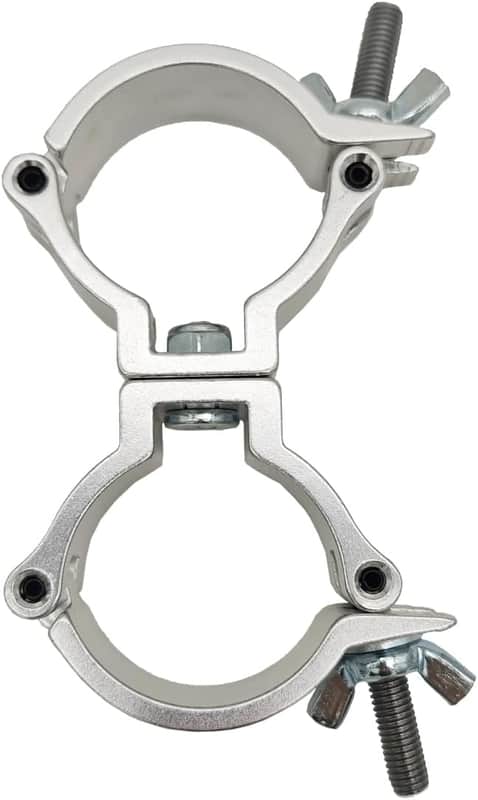 2Pcs 2 Inch Swivel Truss Clamp, Dual Swivel Coupler Pipe Clamps Heavy Duty Stage Lighting Mount Bracket Aluminum Alloy 220 Lbs for 48-51 mm Pipe Black for Stage Lighting image 1