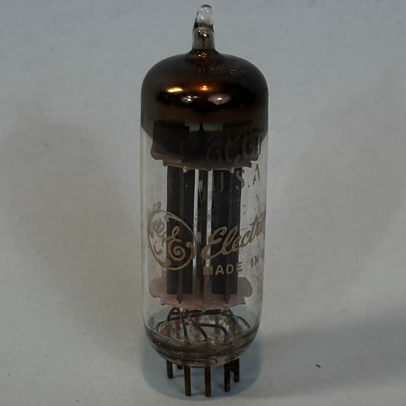 1963 General Electric 6CG7 6FQ7 Vintage 1960s Gray Plate Halo Getter Tube! T437 image 1
