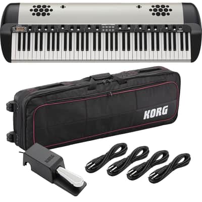 Korg SV-2SP 73-Key Stage Piano w/ Speakers (Creme) (Korg DS-2H Included), Korg CBSV173, (4) 1/4 Cables Bundle