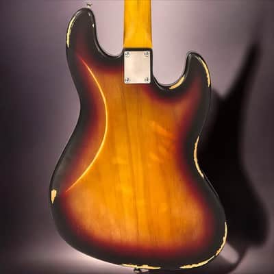 Vintage LV74MR-JP Icon Series Fretless Left-Handed - Sunset Sunburst image 7