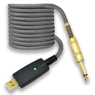 Guitar To Usb Cable Adapter - Usb To 1/4" Ts Electric Bass Guitar Cord For Recording,Quarter Inch Male Jack To Computer Usb Interface,Nylon Braided, Ofc Shield,Plug-And-Play Connection,10Ft image 1