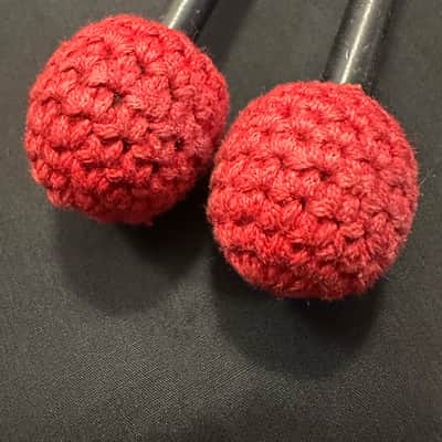 CUSTOM Medium-Hard Crochet Heads Mallets, Red Cord, Black Flexible Shafts, 15.25x1-EXCELLENT image 4