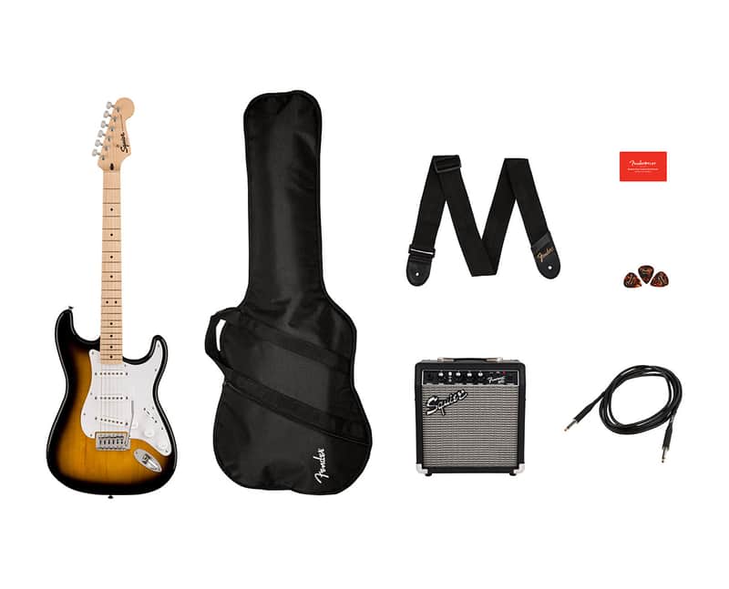 Squier Sonic Stratocaster Pack - 2-Color Sunburst w/ Maple FB image 1