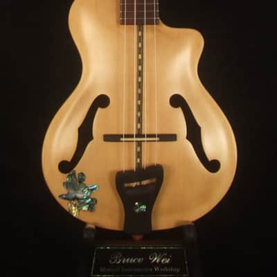 Bruce Wei Carved ARCHTOP Solid Spruce, Curly Maple Tenor Ukulele Hula Girl Inlay UAC17-2034 image 6