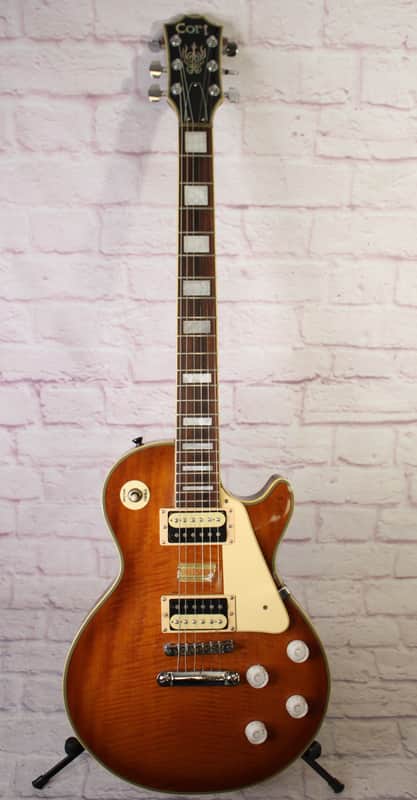 Vintage 80's Cort Les Paul Copy - Set Neck - Sunburst Flame Top image 1