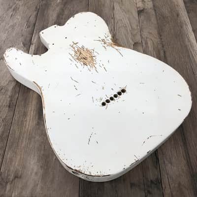FRANCHIN Mars guitar body Relic Aged Olympic White 100% Nitro Lacquer Cracks SS Basswood Telecaster-Tele-T-Style Made in Italy - Stock piece #22320826 image 2
