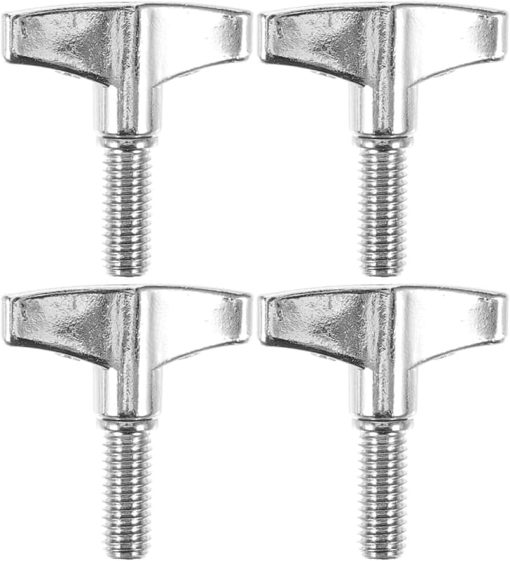 Drum Rack Accessories 4Pcs Metal Cymbal Stand Wing Screws and Knobs Adjustable Drum Hardware for Repair and Assembly Silver 1.61X1.57 Inch image 1
