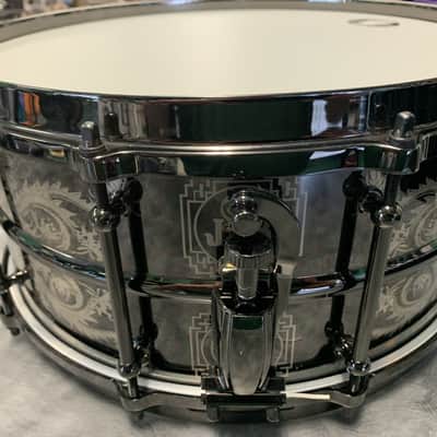 NOS Ludwig 6.5x14 Joey Kramer "Hit Hard" Signature Engraved Black Magic Snare Drum image 4