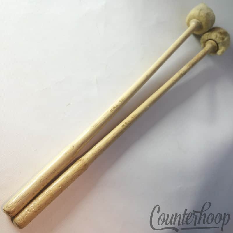 Ludwig WFL#341 Marching Bass Drum Mallets Wood Handles Felt Head Vintage 50s USA image 1