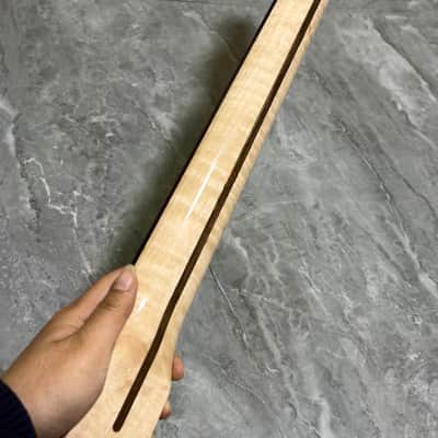 Stainless steel 22fret Rosewood Natural Flame Maple Electric Guitar Neck Gloss hole:10mm image 8