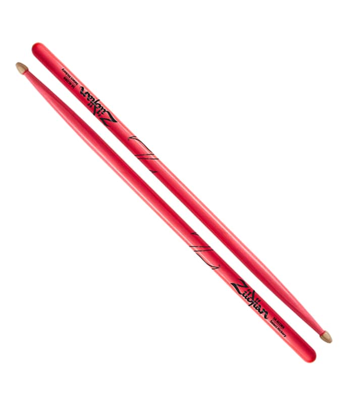 Pre Owned Zildjian 5A Wood Drum Sticks - Neon Pink | Used image 1