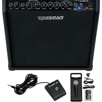 Rockville G-AMP 30 Watt Guitar Combo Amplifier Amp w/Bluetooth+Footswitch+Mic image 1