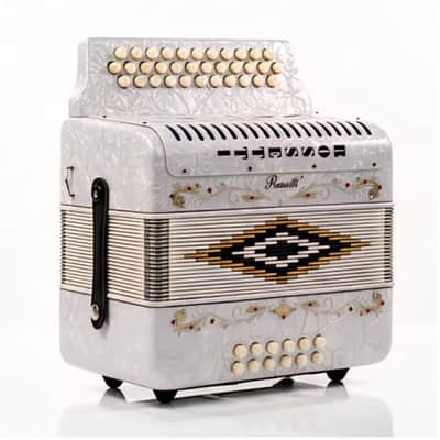 Rossetti 3112-GCF-WH 31 Key 12 Bass Diatonic Button Accordion GCF White Includes Hard Case Straps image 2