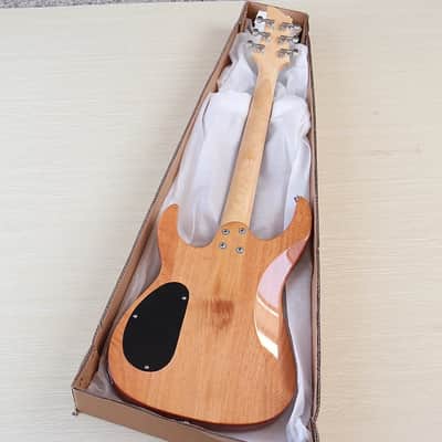Burlwood Top Custom Finish Guitar, HH Pickups, Basswood Body with Maple Neck image 9