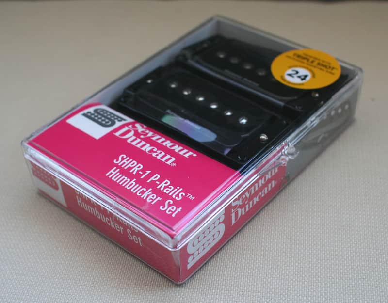 Seymour Duncan P-Rails Pickup Set w/ Pre-Wired TS-2 Les Paul Mounting Ring System - black image 1