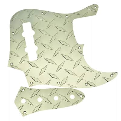 Jazz Bass Diamond Plate Metal Pickguard and Control Plate - Gold image 2