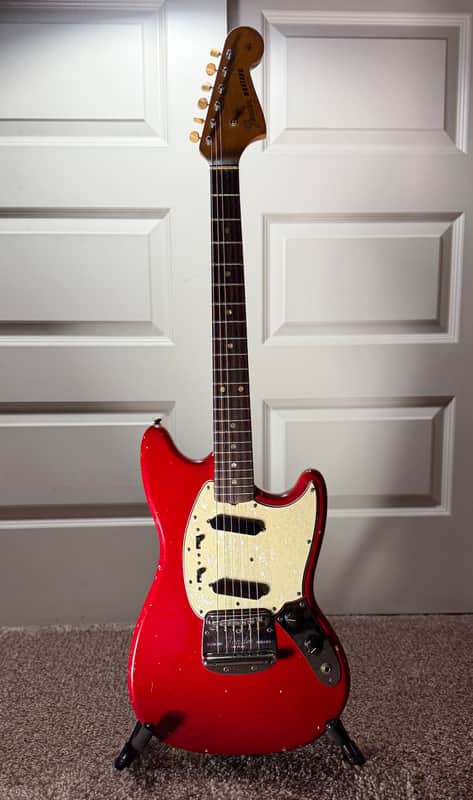 Fender 1966 Mustang Guitar with Rosewood Fretboard - Dakota Red image 1