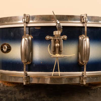 1950s Slingerland 5x14 Blue and Silver Duco Student Radio King Snare Drum image 2