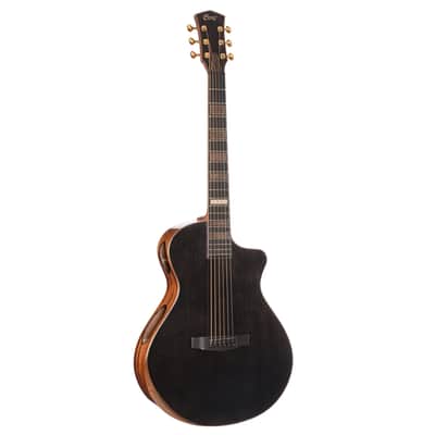 Cort Modern Black Masterpiece A/E Guitar w/Case - Transparent Black Gloss image 2