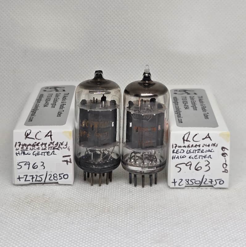 RCA 5963 Halo Getter Gray Plate Well Matched Pair (4.3%) NOS 12AU7 12AU7A 5963 image 1