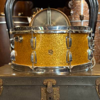VINTAGE 1960's Ludwig 6.5x14 Snare Drum in Gold Sparkle image 1