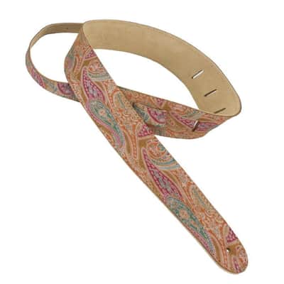 Henry Heller Leather Series, 2.5" Wide Leather Guitar Strap, Capri Paisley Tan image 2